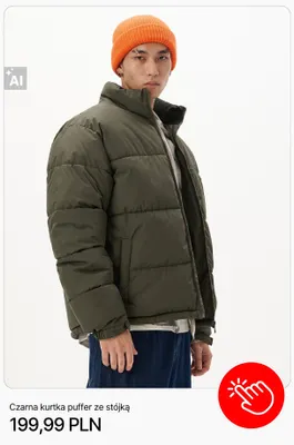 Czarna kurtka puffer ze stójką Cropp promocja w Cropp