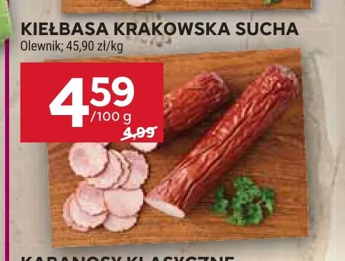 Kiełbasa krakowska sucha Kraina wędlin premium promocja w Stokrotka