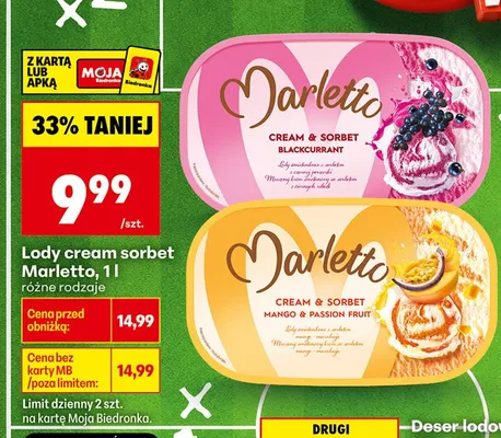 Lody Cream & Sorbet Marletto Blackcurrant promocja w Biedronka