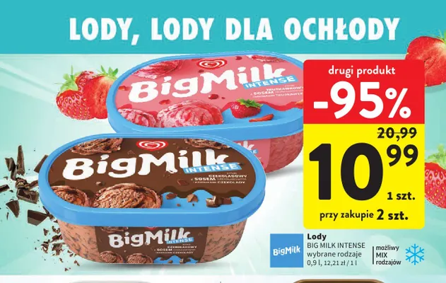 Lody Big Milk Intense promocja w Intermarche