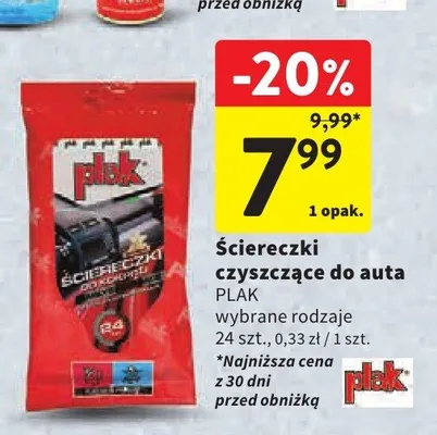 Ściereczki czyszczące do auta Plak promocja w Intermarche