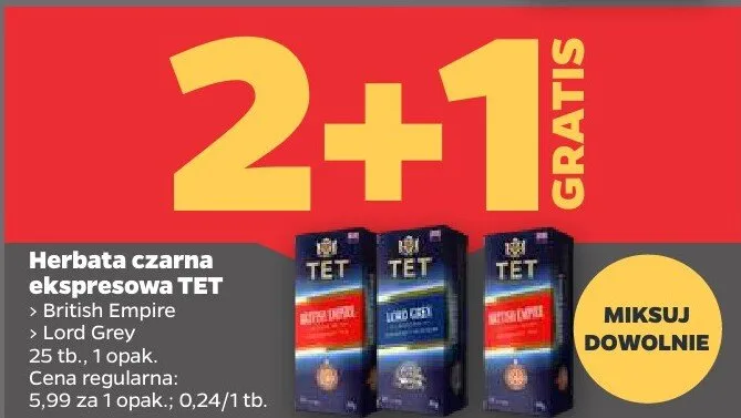 Herbata czarna ekspresowa TET Lord Grey promocja w Netto