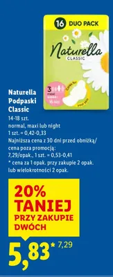 Podpaski Classic Naturella promocja w Lidl