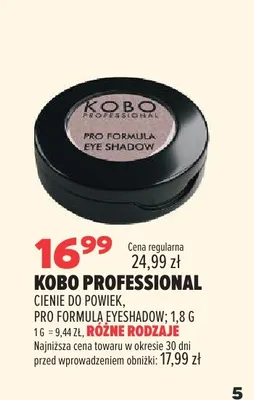 Cienie do powiek Kobo Professional Pro Formula Eyeshadow promocja w Drogerie Natura