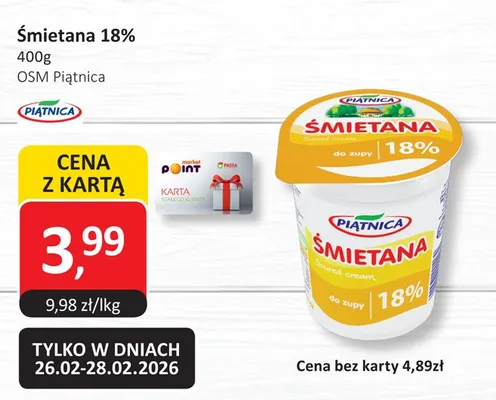 Śmietana 18% promocja w Market Point