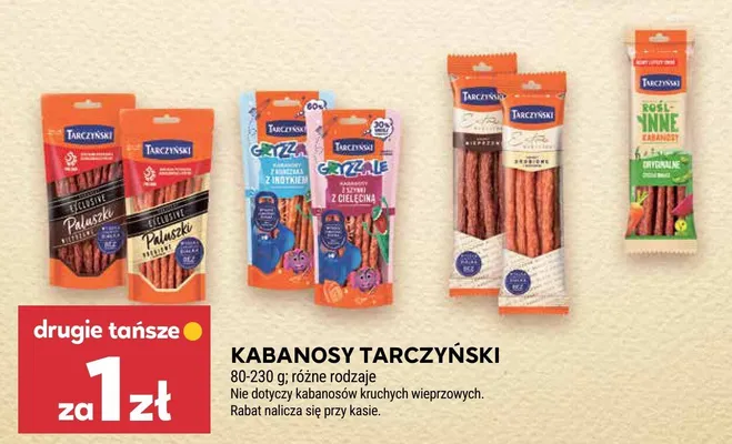 Kabanosy różne rodzaje Tarczyński promocja w Stokrotka