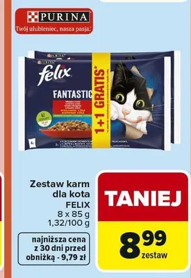 Zestaw karm dla kota PURINA felix Fantastic 8-pak 85g promocja w Carrefour Market