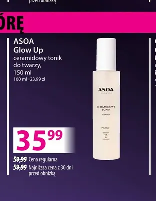 Ceramidowy tonik do twarzy Glow Up Asoa promocja w Hebe