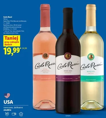 Wino czerwone Carlo Rossi Sweet Red promocja w Lidl