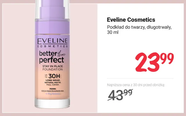 Podkład do twarzy długotrwały Eveline Cosmetics promocja w Rossmann