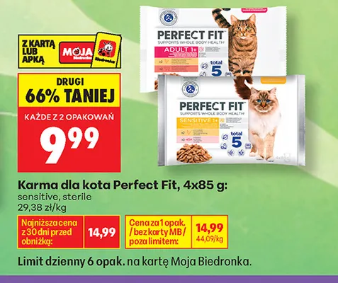 Karma dla kota Perfect Fit Sterile 4-pak promocja w Biedronka
