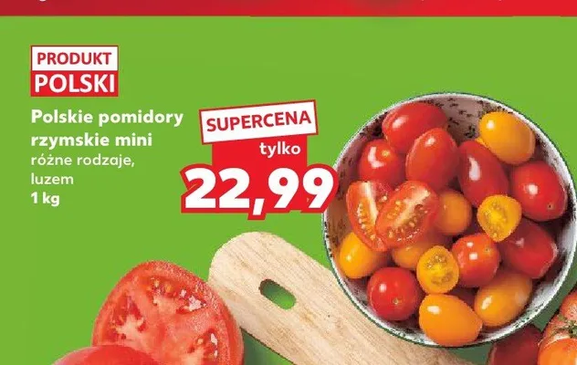 Polskie pomidory rzymskie mini luzem promocja w Kaufland