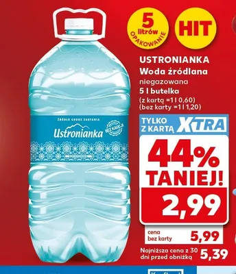 Woda źródlana niegazowana Ustronianka promocja w Kaufland
