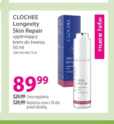 Longevity Skin Repair ujędrniający krem do twarzy Clochee promocja w Hebe