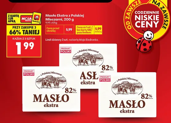 Masło Ekstra z Polskiej Mleczarni promocja w Biedronka