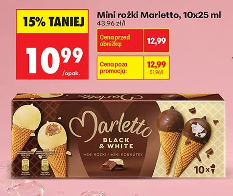Mini rożki Marletto Black & White 10-pak 25 ml promocja w Biedronka