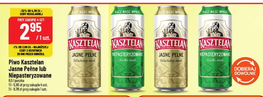 Piwo Kasztelan Niepasteryzowane promocja w POLOmarket