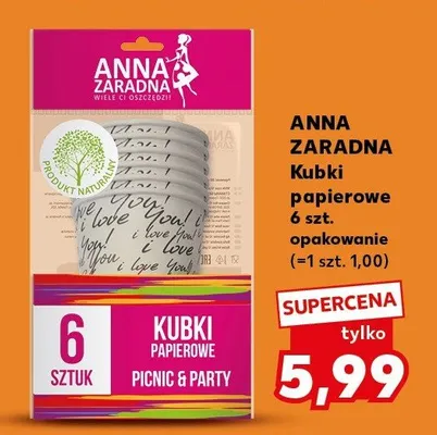 Kubki papierowe Anna Zaradna Picnic & Party 6szt. promocja w Kaufland