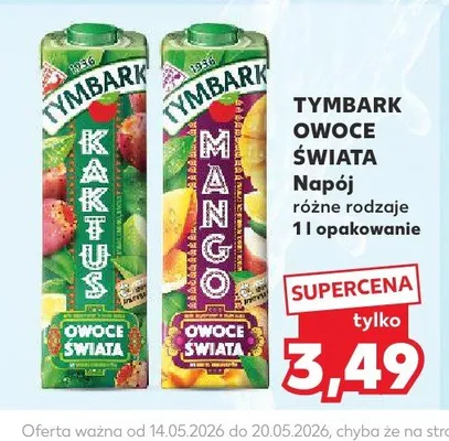 Napój Tymbark Owoce Świata Kaktus 1l promocja w Kaufland