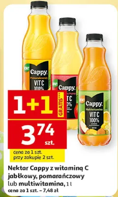 Nektar z witaminą C jabłkowy, pomarańczowy lub multiwitamina promocja w Auchan