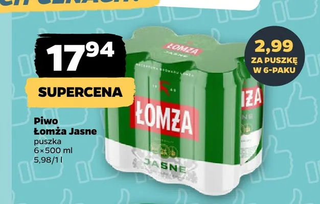 Piwo Łomża 6-pak 500 ml promocja w Netto