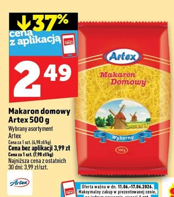 Makaron domowy Artex promocja w TOPAZ