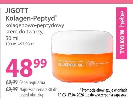Kolagenowo-peptydowy krem do twarzy promocja w Hebe