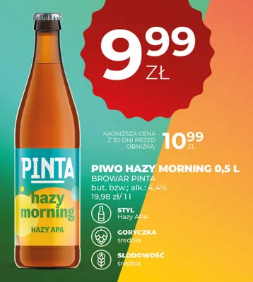 Piwo Pinta Hazy Morning Hazy APA promocja w Duży Ben