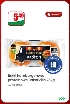 Bułki hamburgerowe proteinowe BakerVille 232 g promocja w Dino