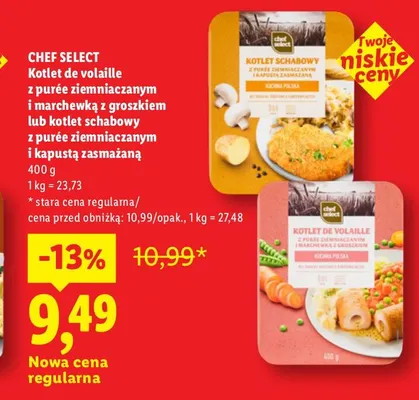 Kotlet de volaille z purée ziemniaczanym i marchewką z groszkiem Chef Select promocja w Lidl