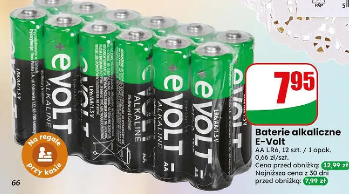 Baterie alkaliczne E-Volt Aa 12-pak promocja w Dino