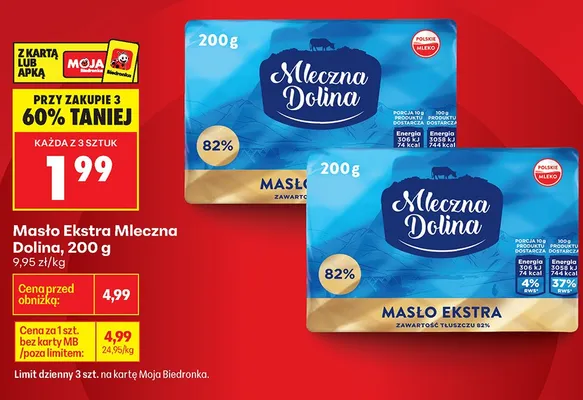 Masło Ekstra Mleczna Dolina promocja w Biedronka