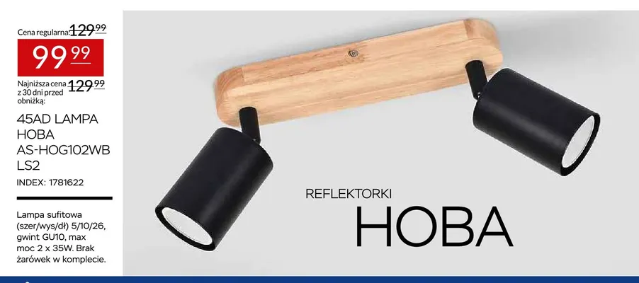 Lampa 45AD Hoba AS-HOG102WB LS2 promocja w Abra Meble