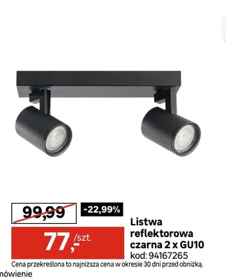 Listwa reflektorowa czarna promocja w Leroy Merlin
