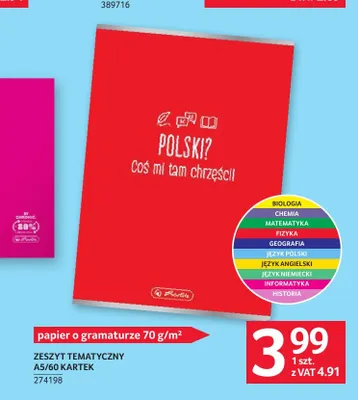 Zeszyt tematyczny A5 60 kartek Herlitz 70 g/m² promocja w Selgros