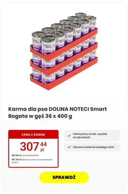 Karma dla psa Dolina Noteci Smart Bogata w gęś 36-pak 400 g promocja w Media Expert