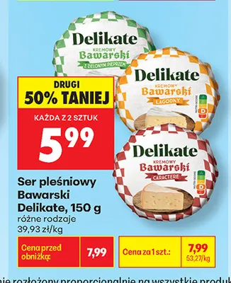 Ser pleśniowy Bawarski Delikate łagodny promocja w Biedronka