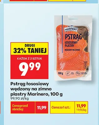 Pstrąg łososiowy wędzony na zimno plastry Marinero promocja w Biedronka