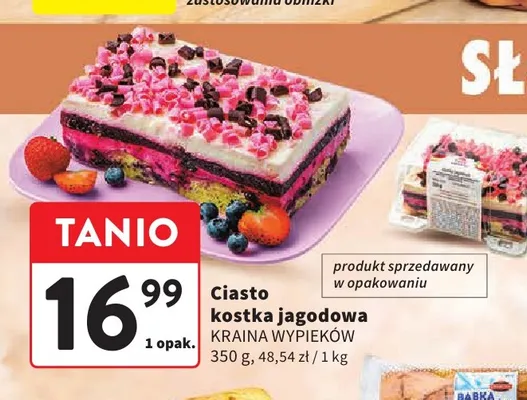 Ciasto kostka jagodowa Kraina Wypieków promocja w Intermarche