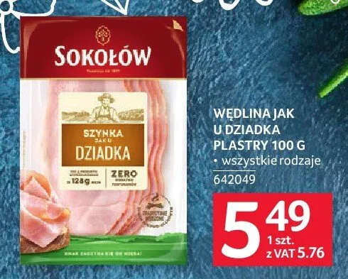 Szynka dziadka plastry 100 g promocja w Selgros