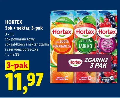 Nektar czarna i czerwona porzeczka Hortex promocja w Lidl