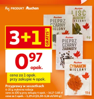 Przyprawy w saszetkach, wybrane rodzaje Auchan promocja w Auchan
