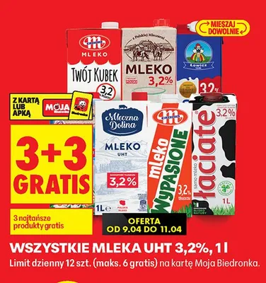 Mleko UHT 3,2% Łaciate promocja w Biedronka