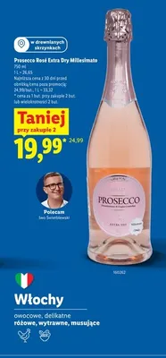 Wino musujące Prosecco Rosé Extra Dry Millesimato promocja w Lidl