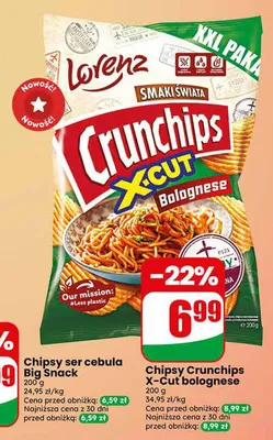 Chipsy Crunchips X-Cut Bolognese Lorenz promocja w Dino