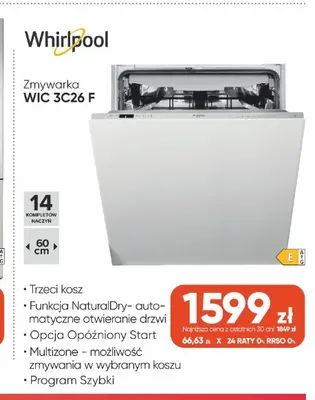 Zmywarka Whirlpool Wic 3C26 F promocja w Max Elektro