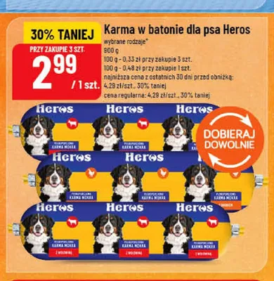Karma w batonie dla psa Heros promocja w POLOmarket