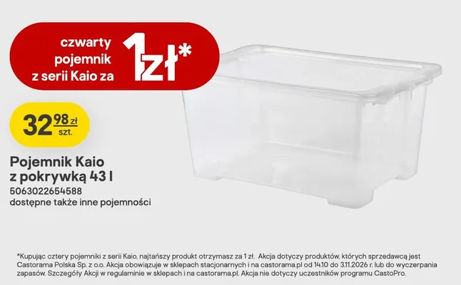 Pojemnik Kaio z pokrywką 43 l promocja w Castorama