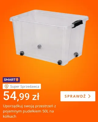 Pudełko 50 l na kółkach promocja w Allegro