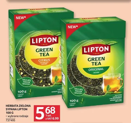 Herbata zielona sypana Lipton Green Tea Citrus promocja w Selgros
